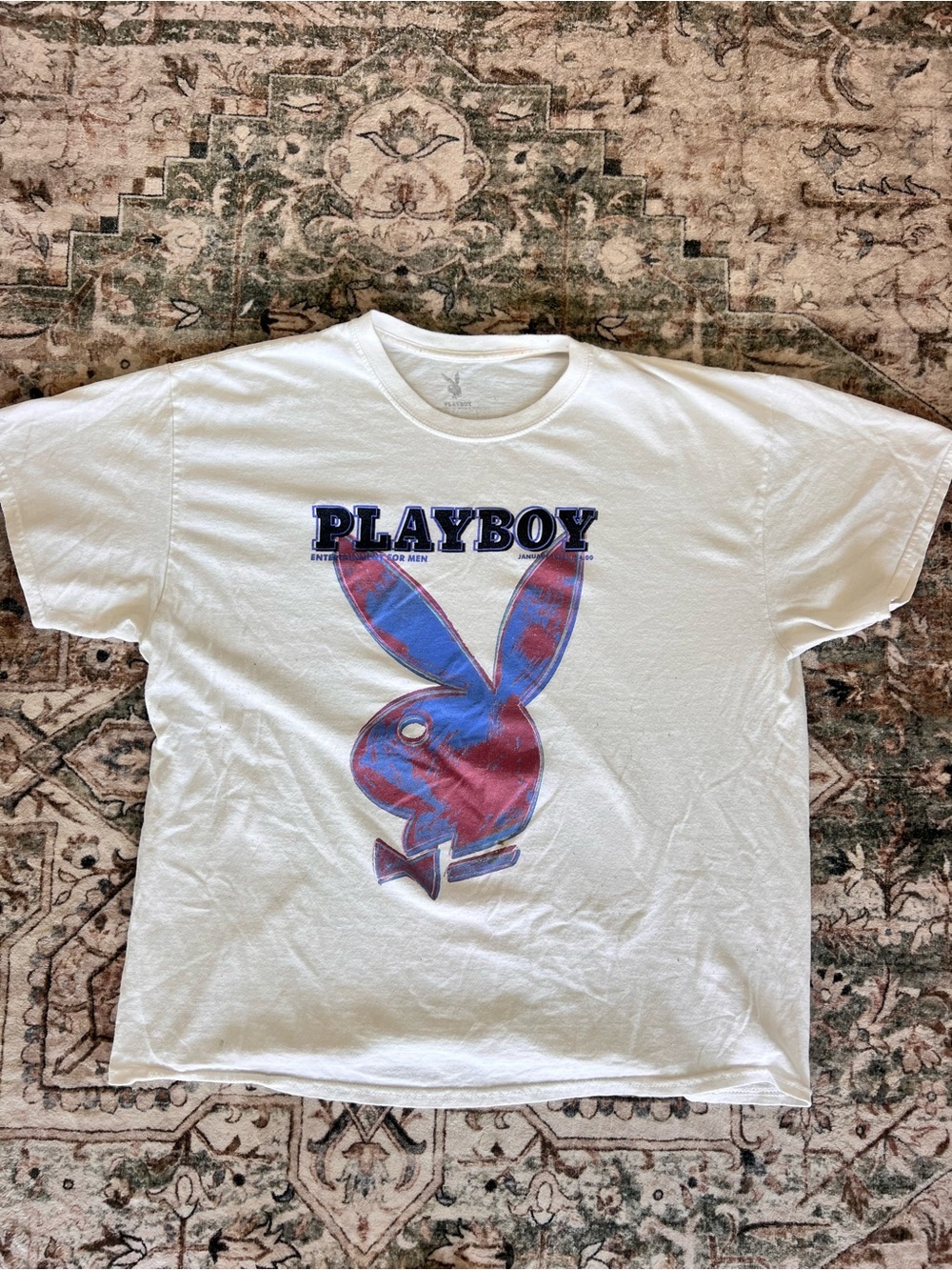 Vintage January 1986 PLAYBOY Pop Art Cover T-Shirt White Size XL - Picture 2 of 8